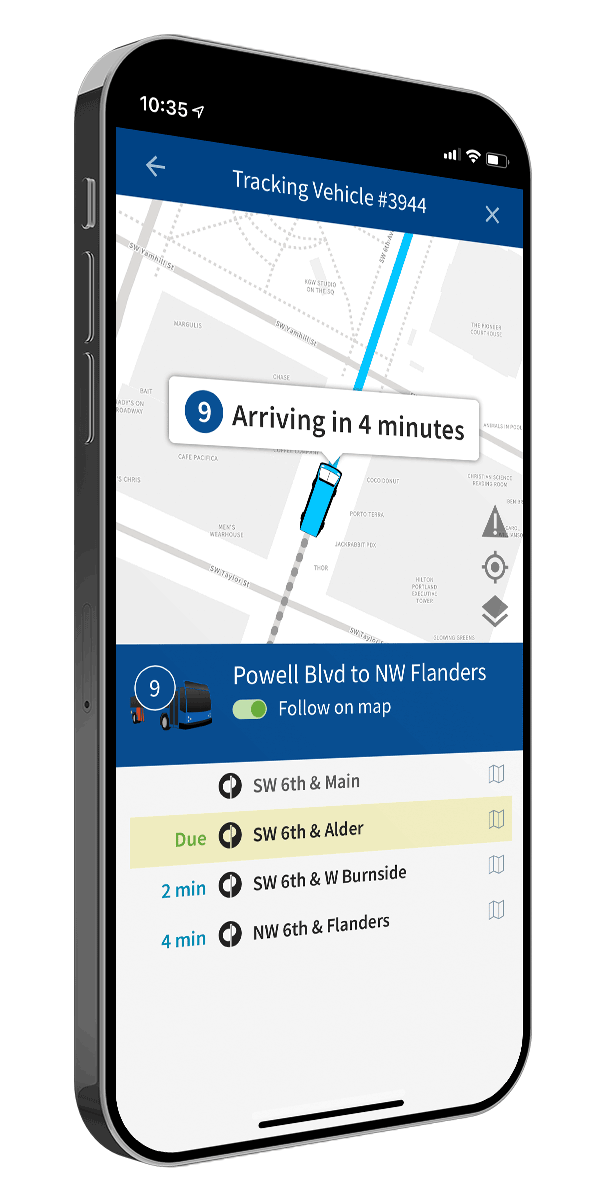 TransitTracker on a phone